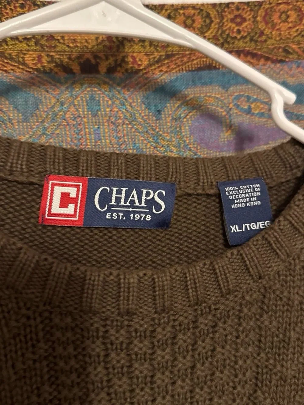 Chaps Men’s Dark Brown Cable Crewneck Sweater
